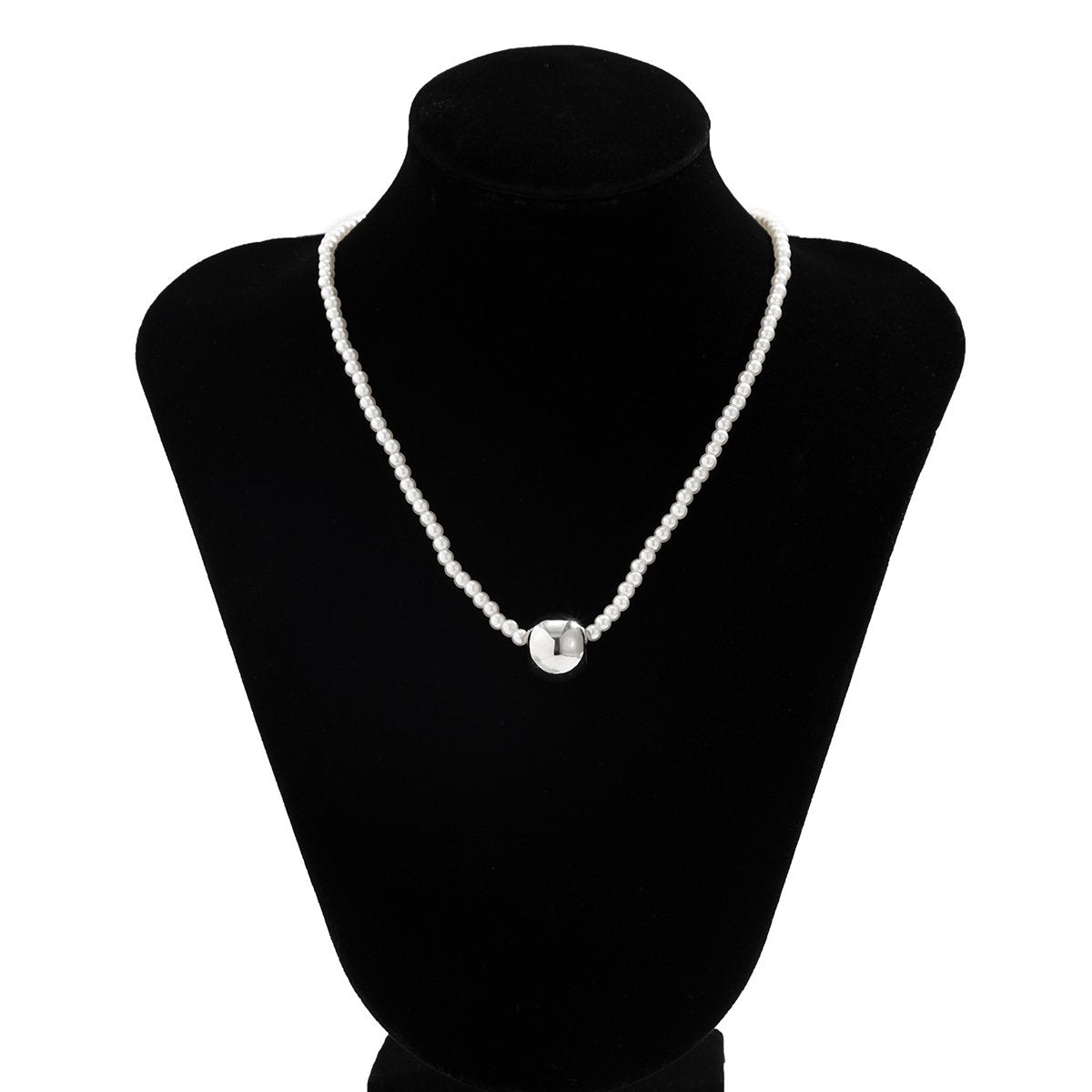 Jewelry Personality Geometric Beaded Clavicle Necklace Niche Imitation Pearl Round Bead Mix Necklace Women