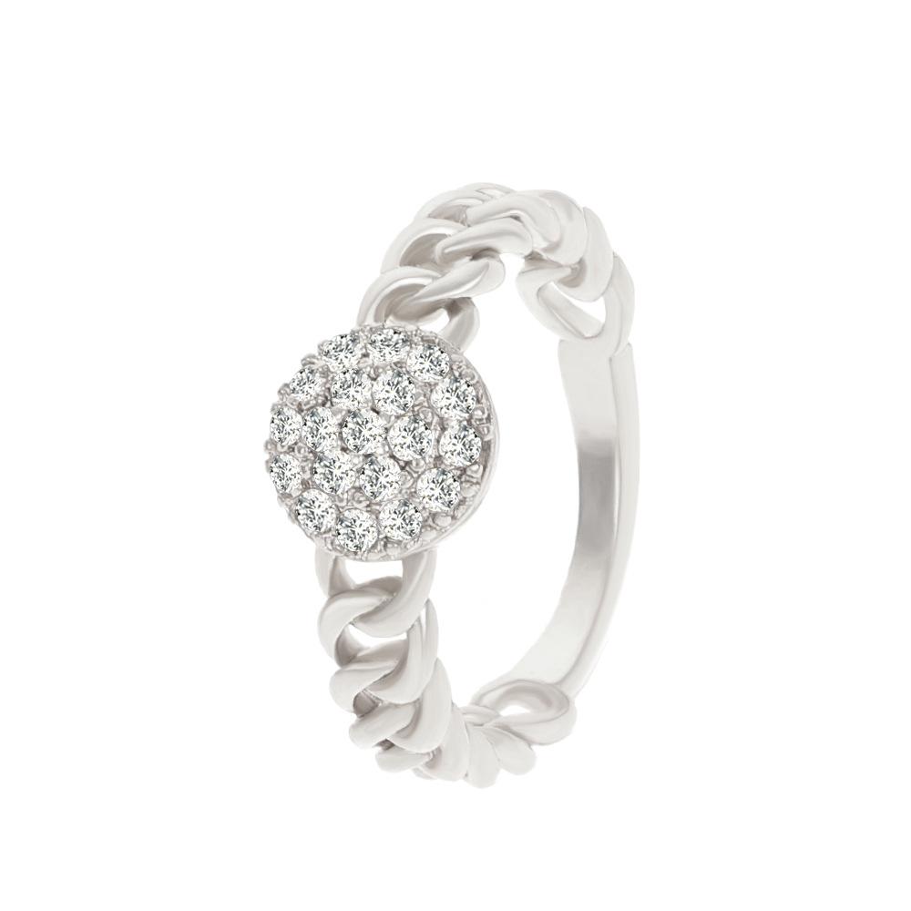 Ins full diamond round ring female fashion light luxury niche design braided twist index finger ring temperament ring