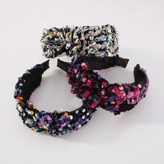 F3727 Jewelry Personality Super Shiny Sequin Headband Fabric Art Fashion Stage Catwalk Temperament Hair Accessories