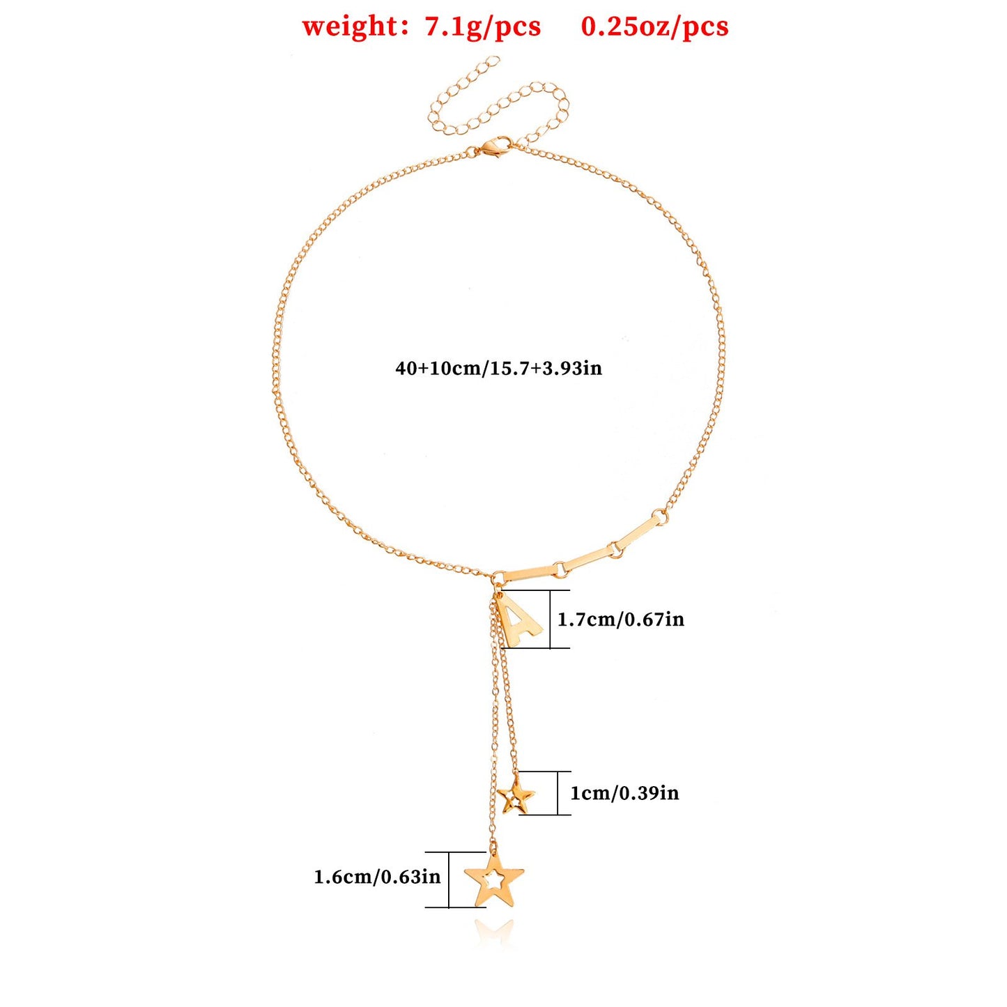 Jewelry simple tassel letter A five-pointed star pendant necklace female accessories niche design sense of light luxury