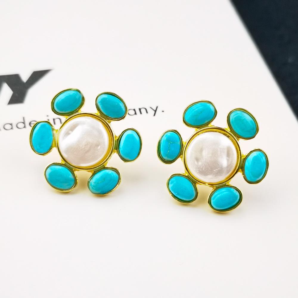 Jewelry fashion pearl turquoise earrings female minority design sense simple earrings jewelry