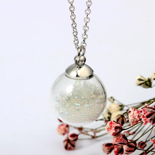 ETSY creative handmade colorful bubble glass ball pendant INS recommended personalized transparent ball necklace