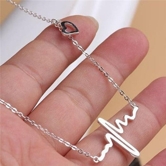 Creative Personality Jewelry ECG Heart Frequency Pendant Necklace Necklace