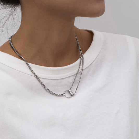 Simple Titanium Steel Clavicle Chain Necklace Men and Women Niche Design Geometric Versatile Stainless Steel Necklace