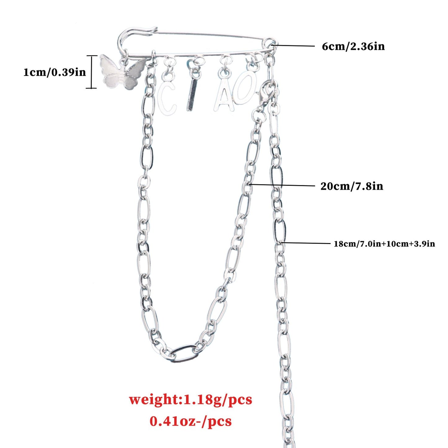 Jewelry fashion butterfly alloy letter ciao brooch female personality creative multi-layer pin accessories