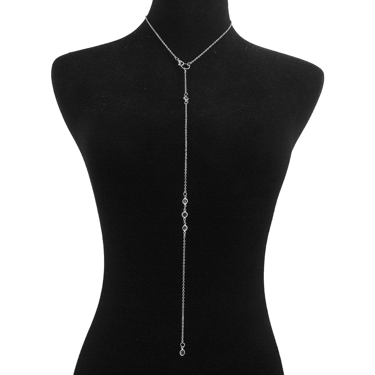 N1519 Back Decoration Metal Micro-inlaid Geometric Long Necklace Street Shoot Trendy Personality Necklace Female