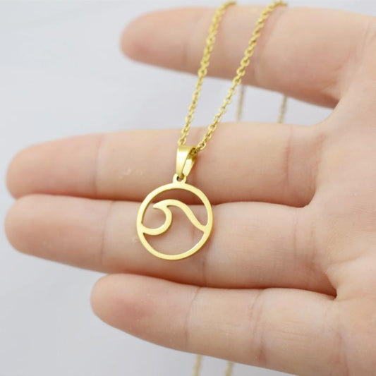 Explosive Simple Wave Necklace Beautiful Ocean Wave Stainless Steel Jewelry