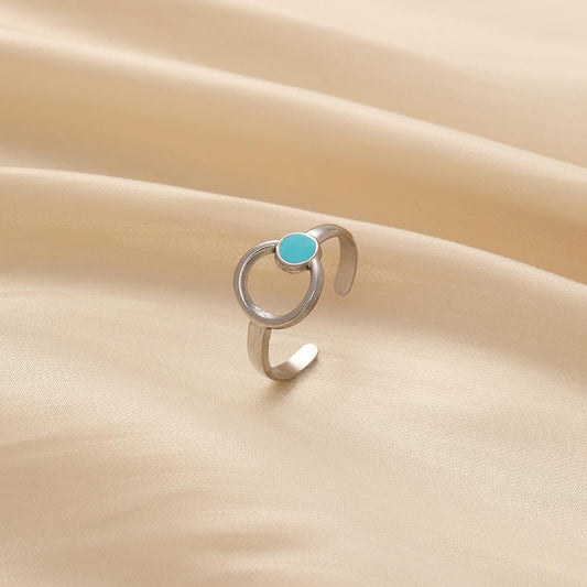 Simple Design Ladies Fashion Stainless Steel Open Adjustable Circle Moon Oil Drip Ring