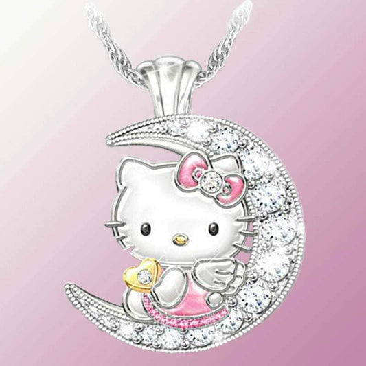 Jewelry Children's Pendant Necklace Female Moon Cute Animal Accessories Cartoon Kitten Jewelry