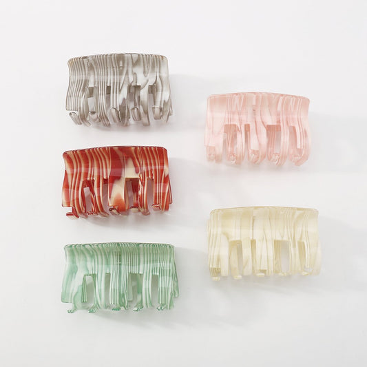 F4315 Glazed Color Fashion Resin Shark Clip French Retro Contrast Color Stripes Simple Internet Celebrity Hair Clip Female