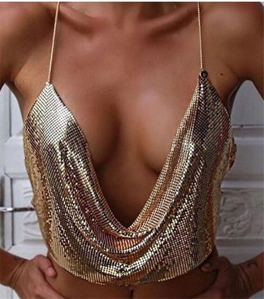 Sexy Metal Chain Bikini Bikini Body Chain Summer Fashion Beach Chest Chain Bra Necklace