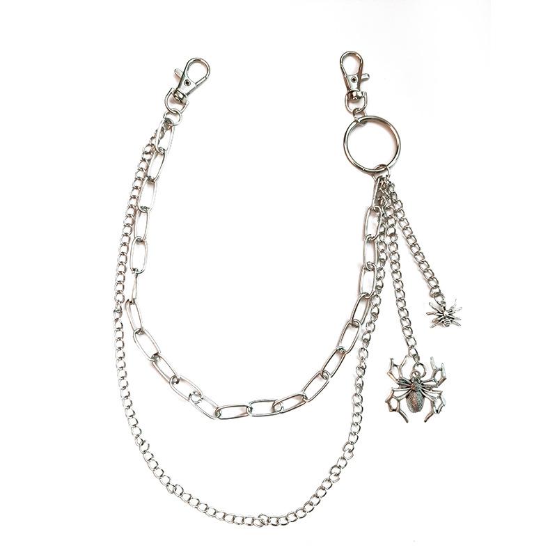 Explosive double-layer Halloween spider decoration waist chain body with punk hip-hop metal pants chain