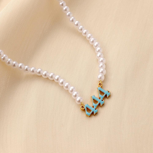 Light luxury niche fashion all-match stainless steel drop oil angel number angelnumber pearl necklace
