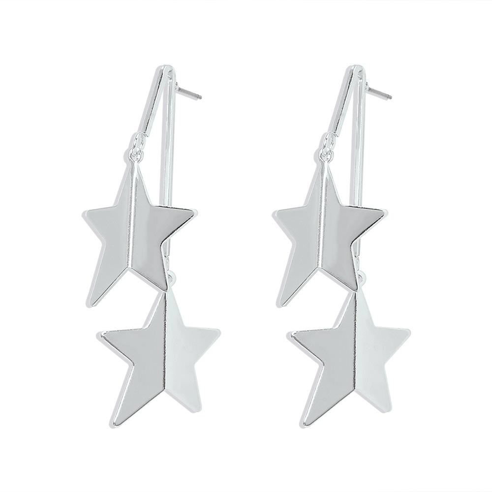 E9964 Personality five-pointed star earrings simple niche design fashion earrings retro temperament long earrings