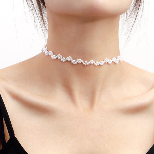 Jewelry niche white imitation pearl necklace necklace female wild beaded necklace choker