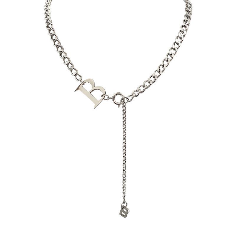 Indifferent and trendy titanium steel letter B accessories necklace female personality wild ins hip-hop clavicle chain
