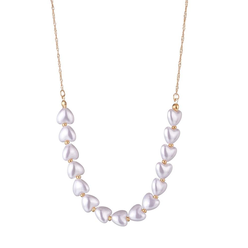 Fashion Elegant Peach Heart Imitation Pearl Necklace Short Necklace Accessories