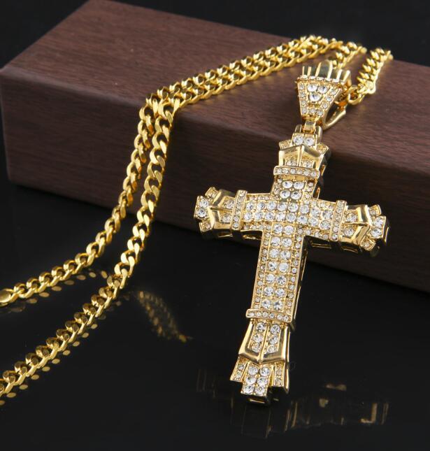 Hip Hop Cross Necklace Personality Trend Diamond Pendant Jewelry