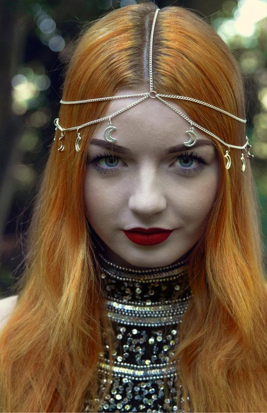 Hair Jewelry Moon Star Multilayer Chain Metal Head Chain Hair Accessories Women's Head Chain