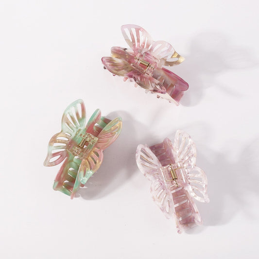 F4124 Fashion Color Butterfly Hair Clip Acetate Plate Cute Girl Shark Clip Fairy Temperament French Clip