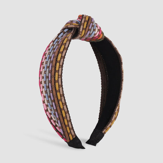 F4149 Ethnic color fashion headband women's wide-brimmed rainbow color braided wide-brimmed knotted headband