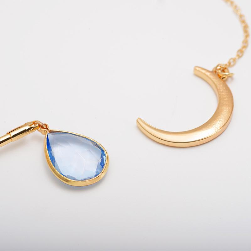 Fashion Jewelry Simple Elegant Diamond Moon Drop Ladies Short Necklace Necklace