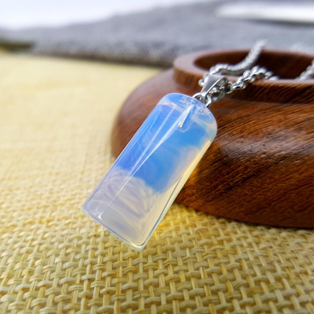 Opal Cylinder Pendant Pendulum Crystal Necklace Necklace Creative Natural Stone Clavicle Chain For Supply