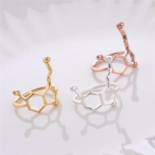 Explosive Nurse Doctor Chemical Molecular Ring Personality Simple Geometric Electroplating Alloy Women's Jewelry