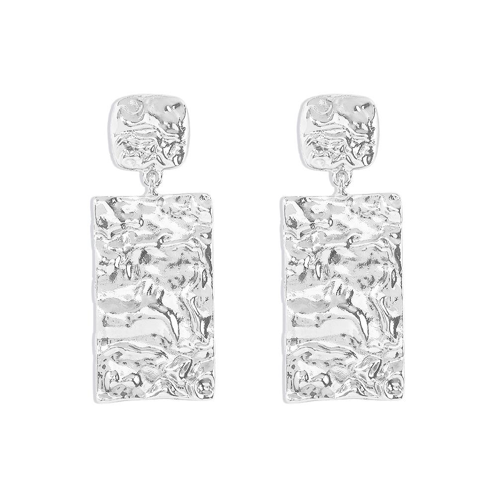 E165 Jewelry Alloy Fold Temperament Simple Earrings Retro Creative Geometric Texture Earrings