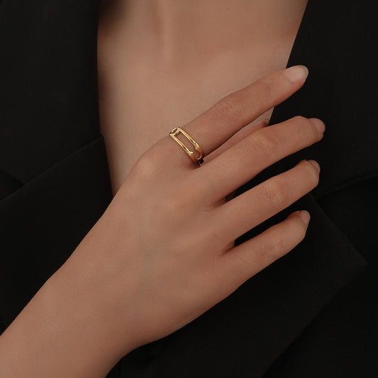 ins trend titanium steel simple personality beautiful brooch ring stainless steel fashion creative minority all-match ring