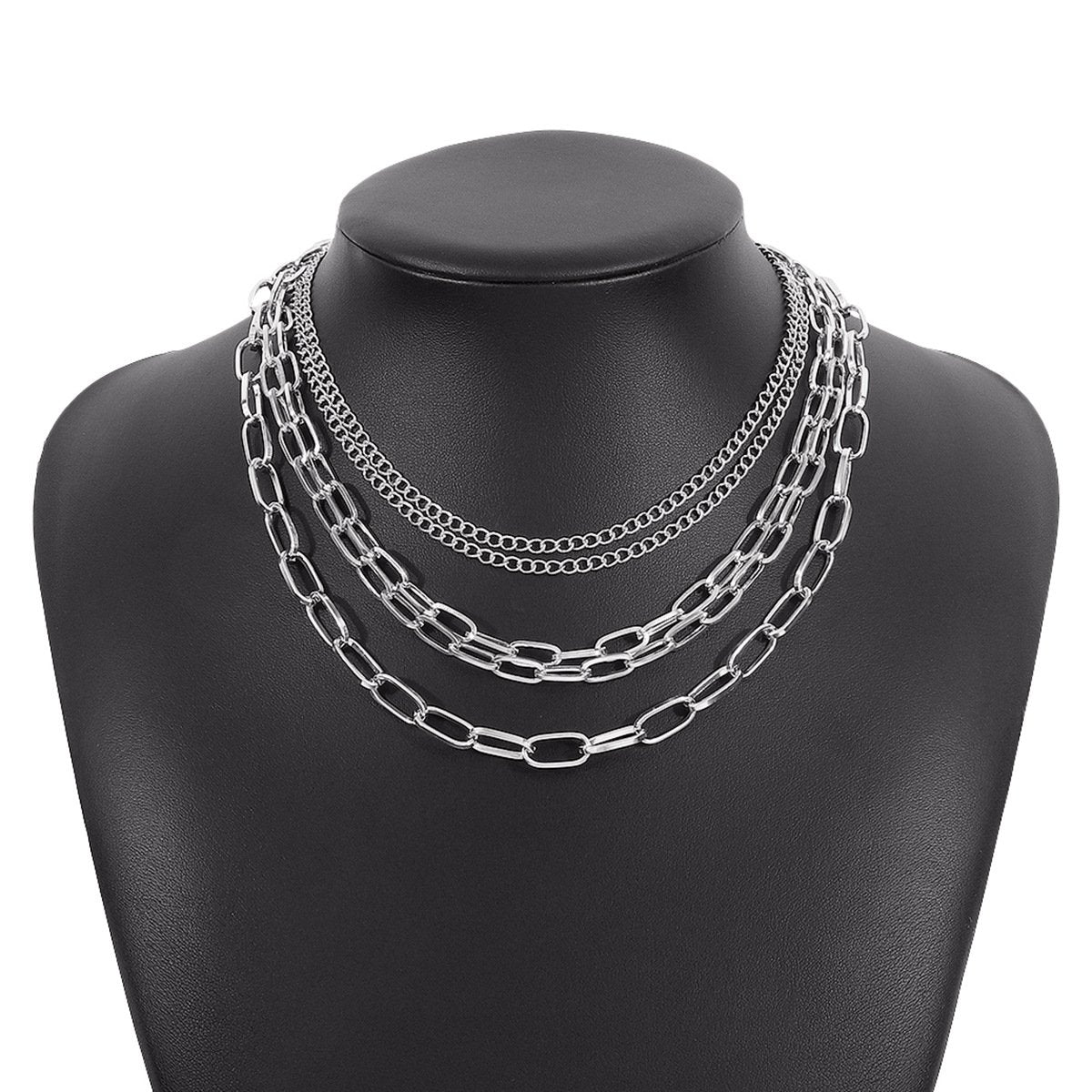 N154 Exaggerated mix and match multi-layered necklace retro cold punk sexy geometric necklace female