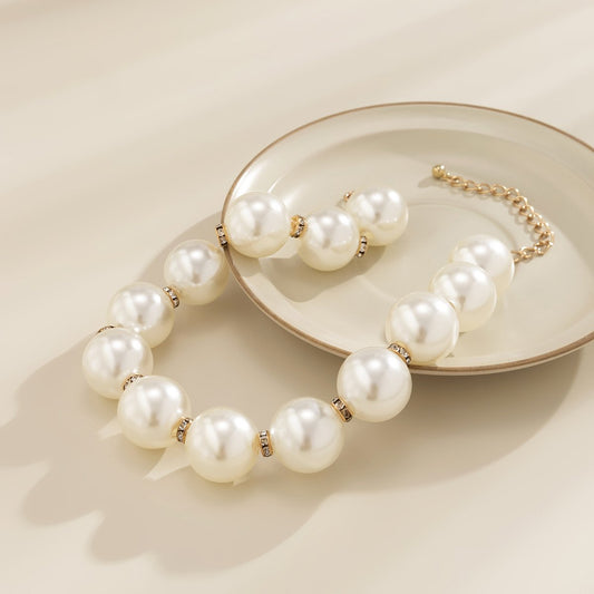 Jewelry Xiaoxiang Fashion Beaded Versatile Necklace Light Luxury Rhinestone Design Imitation Pearl Necklace