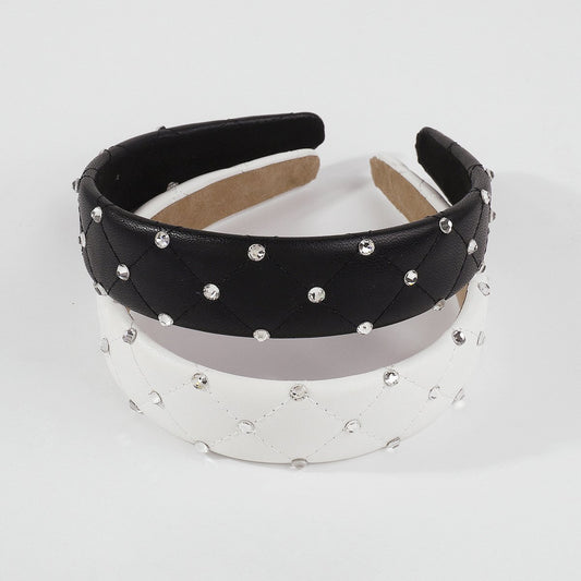 F4476 creative leather hair hoop ironing diamond wide edge fashion retro high skull top Mori girl head hoop hairpin