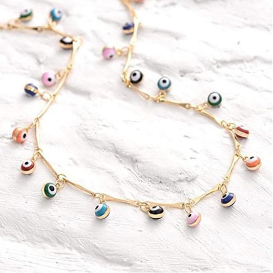 Explosive style dripping oil color necklace fashion personality devil's eye collarbone chain handmade chain necklace female