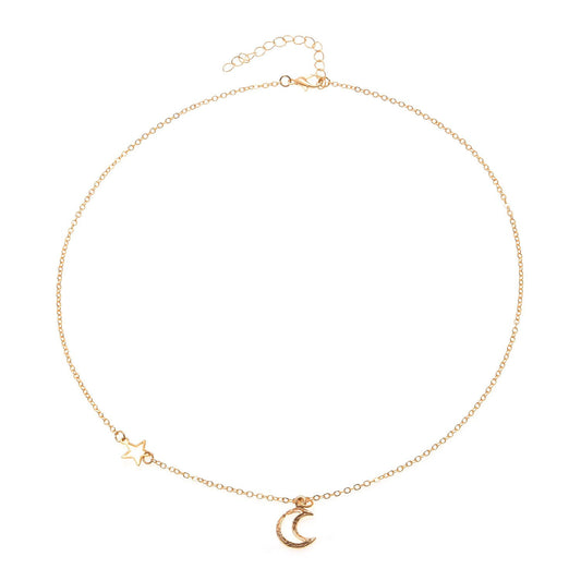 Jewelry Net Red Star Moon Pendant Necklace Ladies Fashionable Elegant Pentagram Necklace