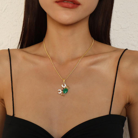 N9756 Personality Single Layer Necklace Simple and Cute Crab Pendant Necklace Temperament Drip Oil Fashion Necklace