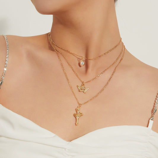 Jewelry fashion angel wings ballet girl personality necklace female retro temperament popular