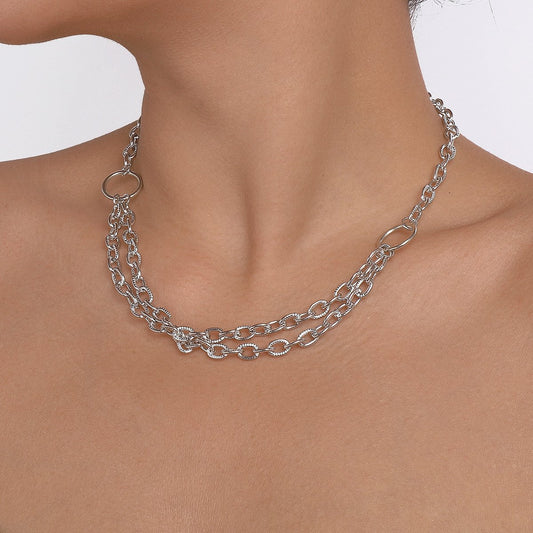 N128 Jewelry Exaggerated Metal Chain Necklace Personality Punk Hip Hop Niche Geometric Necklace