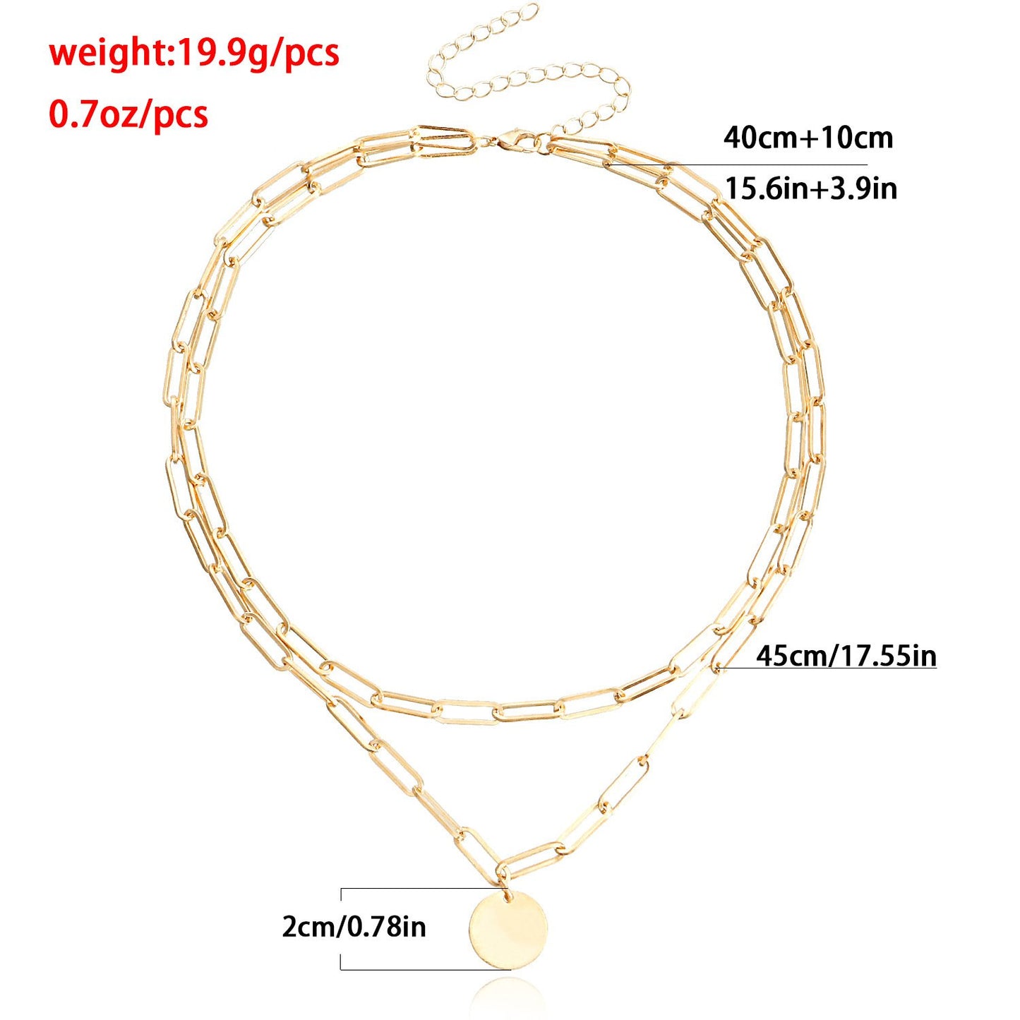 Jewelry creative simple necklace choker personality exaggerated punk disc double back necklace