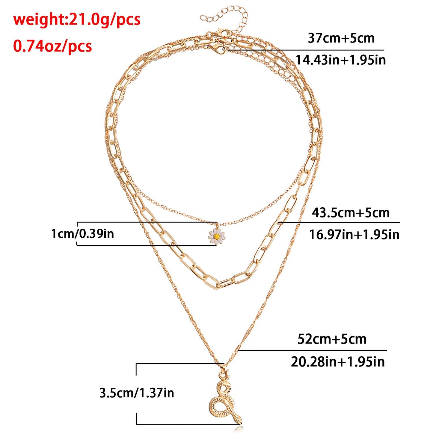 Jewelry ins hot girl daisy flower snake-shaped pendant necklace female Chinese pastoral suit necklace
