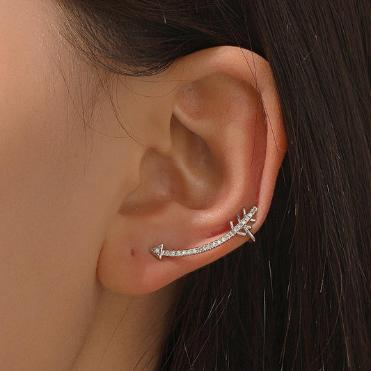 ins diamond-encrusted star love ear clip indifferent niche design leaf fish bone ear bone clip personality earrings