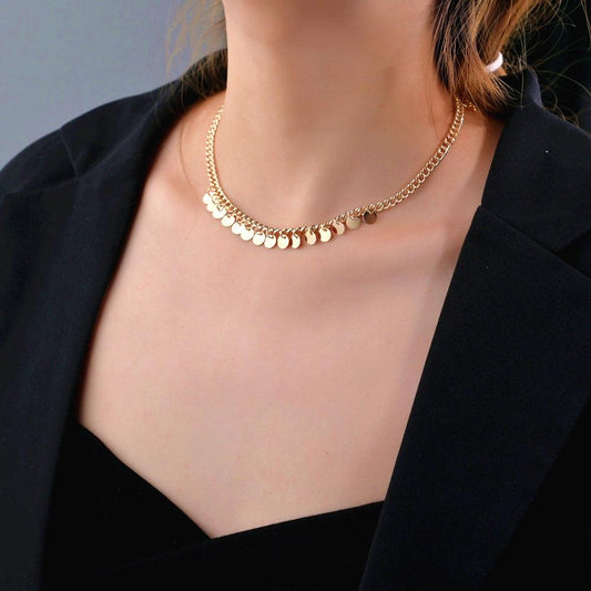 Fashion Round Iron Clavicle Chain Necklace Jewelry