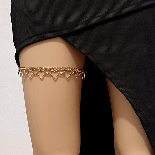 Fashion sexy leg chain street shot metal chain love thigh chain personality night elastic bandage leg ring female