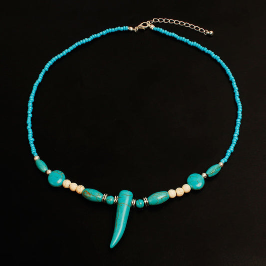 Jewelry Ivory Beads Turquoise Necklace Ladies Fashionable Simple Short Money Jewelry