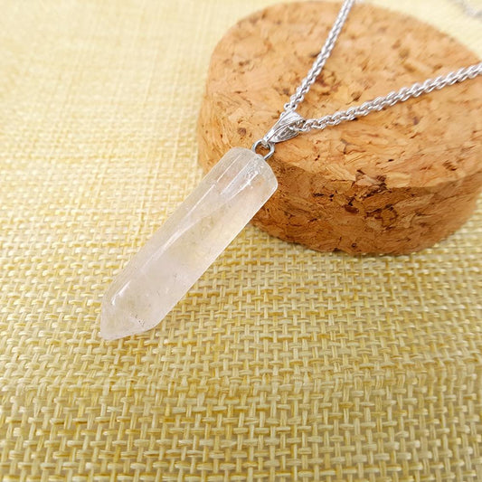 Natural stone crystal hexagonal column bullet necklace fashion creative white turquoise clavicle chain birthstone series