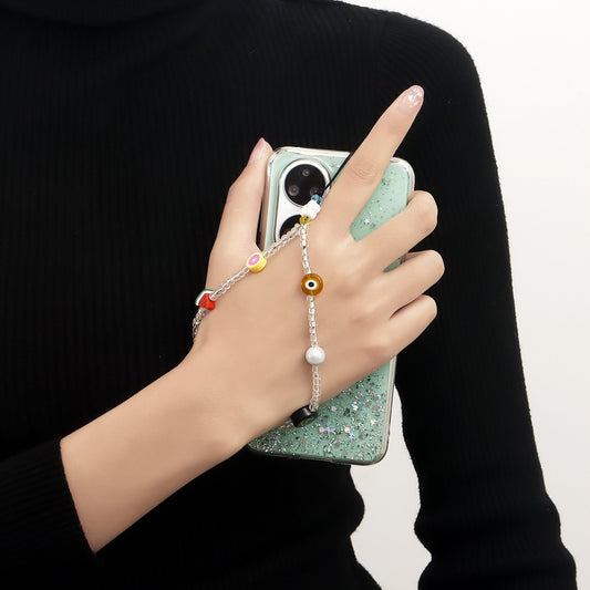 Jewelry Bohemian transparent rice beads multi-element cool mobile phone anti-lost lanyard mobile phone chain female