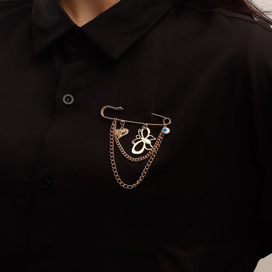 Jewelry Punk Hollow Exaggerated Butterfly Tassel Pendant Brooch Accessories Female Geometric Pin Ornament