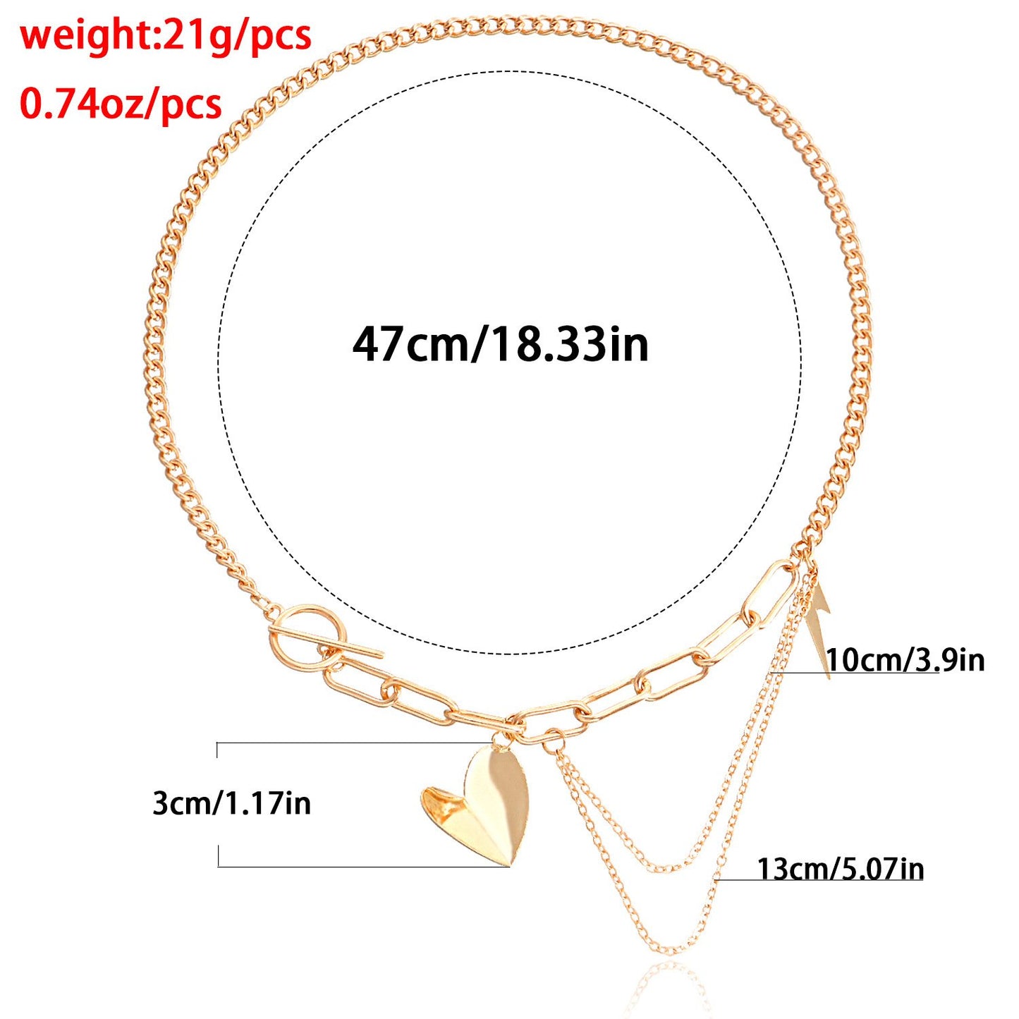 Jewelry Punk Clavicle Chain Ins Geometric Love Alloy Pendant Necklace Female