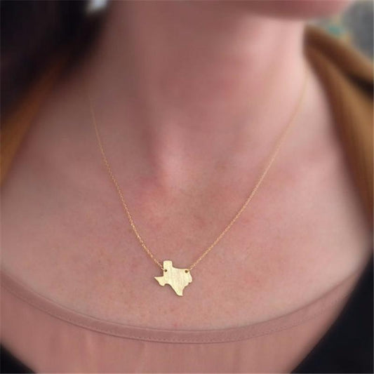 Texas Alloy Necklace US State Map Clavicle Chain