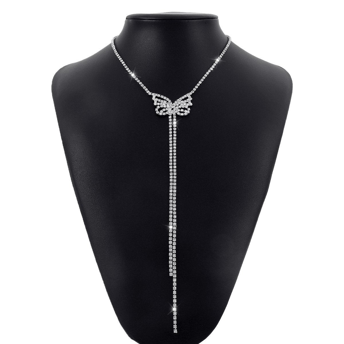 N1591 Elegant geometric temperament butterfly necklace claw chain full of diamonds light luxury sweet girl heart necklace female